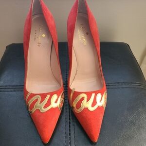 Kate Spade Love Red and Gold Heels. Just In Time For Valentine's Day!